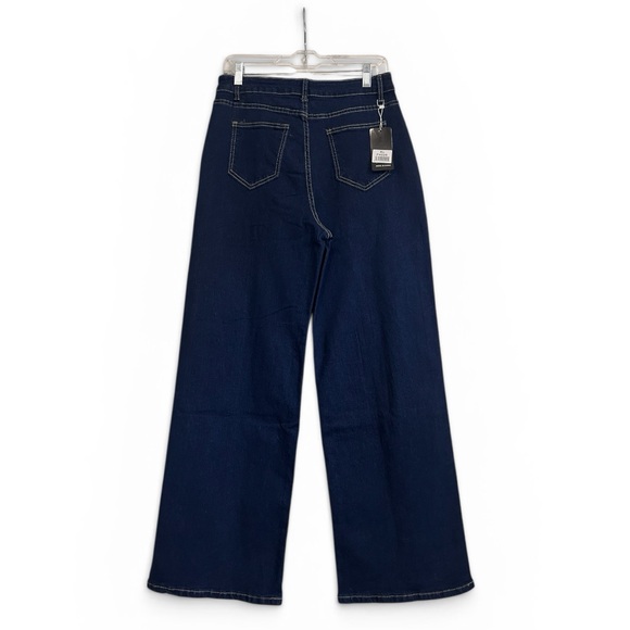 Women’s Wide Leg Jeans Dark Blue - Picture 3 of 4